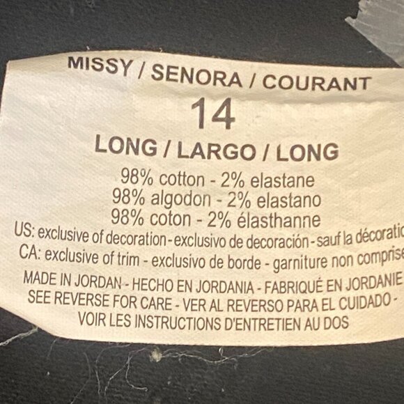 Gloria Vanderbilt Amanda Jeans Missy 14 Long Black #189L - Picture 7 of 8